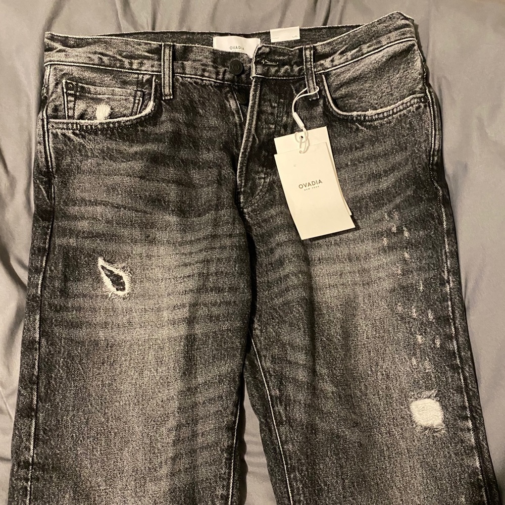 Ovadia Men’s Black Jeans with little rips